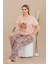 Somon Renk ve Desenli 110 Kısa Kollu Kadın Büyük Beden Anne Pijama Takımı 2