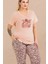 Somon Renk ve Desenli 110 Kısa Kollu Kadın Büyük Beden Anne Pijama Takımı 3