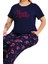 Lacivert Renk ve Desenli 11025 Kısa Kollu Kadın Büyük Beden Anne Pijama Takımı 4