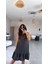Kadın Bisiklet Yaka Eteği Volanlı Bürümcük Elbise 2