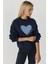 Kadın Baskılı Yuvarlak Yaka Sweatshirt Blue 9