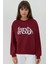 Kadın Baskılı Yuvarlak Yaka Uzun Kollu Sweatshirt Red 12
