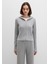 Fermuarlı Dokulu Gri Sweatshirt 1613383-80018 4