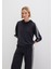 Şerit Detaylı Kapüşonlu Siyah Sweatshirt 1S10443-900 1