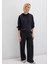 Şerit Detaylı Kapüşonlu Siyah Sweatshirt 1S10443-900 4