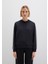 Şerit Detaylı Kapüşonlu Siyah Sweatshirt 1S10443-900 5
