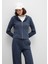 Fermuarlı Dokulu Lacivert Sweatshirt 1613383-32184 1