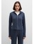 Fermuarlı Dokulu Lacivert Sweatshirt 1613383-32184 4