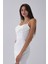 Beyaz Ip Askılı Yırtmaç Detaylı Midi Boy Abiye 0801078.15 6