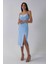 Bebe Mavi Ip Askılı Yırtmaç Detaylı Midi Boy Abiye 0801078.449 2