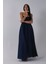 Lacivert Ince Askılı Uzun Şifon Abiye Elbise 08020031.02 3