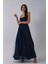 Lacivert Ince Askılı Uzun Şifon Abiye Elbise 08020031.02 8
