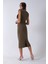 Haki Büzgülü Üzeri Taş Detaylı Elbise 03050336.23 6