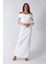 Beyaz Organze Kol Detaylı Kayık Yaka Abiye 0801086.15 8
