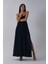 Lacivert Askılı Drapeli Uzun Şifon Abiye 08020032.02 2