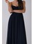 Lacivert Askılı Drapeli Uzun Şifon Abiye 08020032.02 8