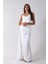 Beyaz Gümüş Askı Detaylı Yırtmaçlı Straplez Abiye 0801023.15 4