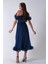 Lacivert Göğüs ve Etek Ucu Çiçek Detaylı Abiye Elbise 9705622.02 4