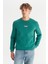 Regular Fit Normal Kesim Bisiklet Yaka Içi Polarlı Yeşil Sweatshirt 3