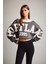 Kayık Yaka Baskılı Sweatshirt G3329AX25WN 4