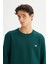 %100 Pamuk Regular Fit Normal Kesim Bisiklet Yaka Koyu Yeşil Sweatshirt 4