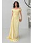 Sarı Drape Detaylı Saten Kumaş Abiye Elbise 9704858.11 1