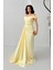 Sarı Drape Detaylı Saten Kumaş Abiye Elbise 9704858.11 2