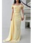 Sarı Drape Detaylı Saten Kumaş Abiye Elbise 9704858.11 3