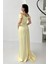 Sarı Drape Detaylı Saten Kumaş Abiye Elbise 9704858.11 4