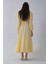 Sarı Beli Lastik Büzgülü V Yaka Bağlamalı Elbise 4593437.11 5