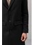 Visconti Kaşe Kumaş Yan Cepli Uzun Erkek Kaban - Siyah 3