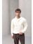 Oversize Selanik Örgü Düğmeli Erkek Hırka- Ekru 2