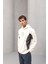 Frank Parçalı Kontrast Desenli Kapüşonlu Oversize Cepli Polar Erkek Sweatshirt - Ekru 9