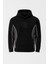 Frank Parçalı Kontrast Desenli Kapüşonlu Oversize Cepli Polar Erkek Sweatshirt - Siyah 5