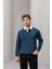 Polo Yaka Selanik Örme Kumaş Erkek Sweatshirt - Indigo 8