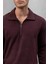Eric Relax Fit Yarım Fermuarlı Polo Yaka Selanik Kumaş Erkek Sweatshirt - Bordo 8