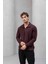 Eric Relax Fit Yarım Fermuarlı Polo Yaka Selanik Kumaş Erkek Sweatshirt - Bordo 1