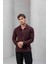 Eric Relax Fit Yarım Fermuarlı Polo Yaka Selanik Kumaş Erkek Sweatshirt - Bordo 4