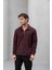 Eric Relax Fit Yarım Fermuarlı Polo Yaka Selanik Kumaş Erkek Sweatshirt - Bordo 5