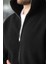 Siyah Fermuarlı Dik Yaka Erkek Polar Hırka E7166 3