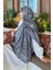 Retro Desen Pamuk Şal 70 x 180 cm Siyah Vizon Renk 8