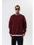 Erkek Respire Yazı Detaylı Basic Oversize Sweatshirt Bordo 1
