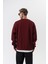 Erkek Respire Yazı Detaylı Basic Oversize Sweatshirt Bordo 3