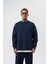 Erkek Respire Yazı Detaylı Basic Oversize Sweatshirt Lacivert 1
