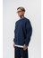Erkek Respire Yazı Detaylı Basic Oversize Sweatshirt Lacivert 2