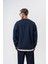 Erkek Respire Yazı Detaylı Basic Oversize Sweatshirt Lacivert 3