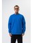Erkek Respire Yazı Detaylı Basic Oversize Sweatshirt Mavi 1