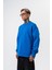 Erkek Respire Yazı Detaylı Basic Oversize Sweatshirt Mavi 2