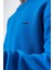 Erkek Respire Yazı Detaylı Basic Oversize Sweatshirt Mavi 5