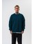 Erkek Respire Yazı Detaylı Basic Oversize Sweatshirt Zümrüt 1